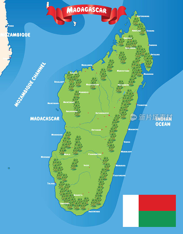 马达加斯加地图，Antananarivo, Toamasina, antsirasoa, Mahajanga, Toliara, tolifotsy